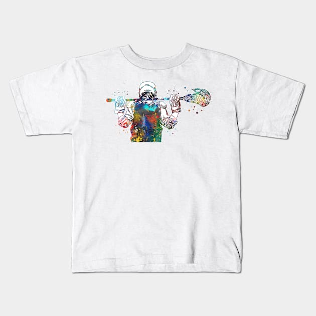 Lacrosse Player Girl Kids T-Shirt by RosaliArt